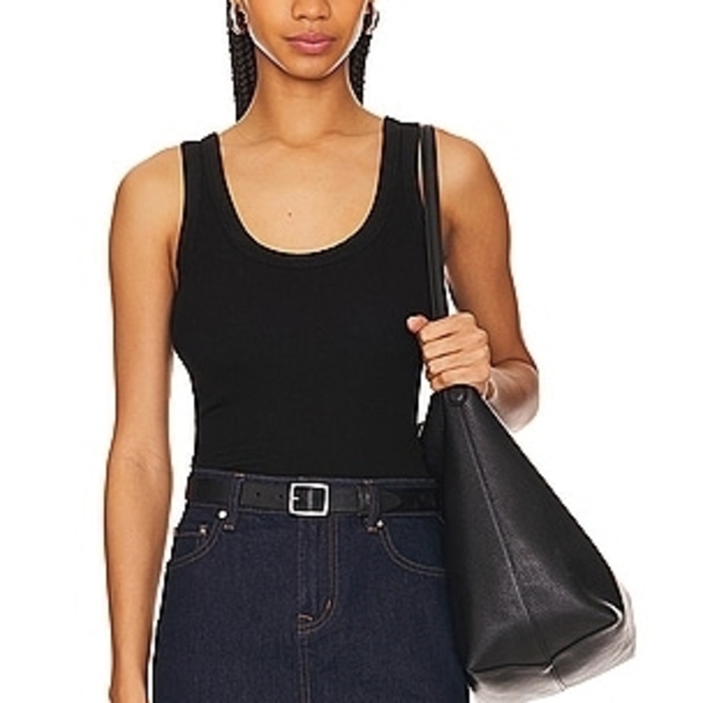 New Enza Costa Silk Rib Black Tank Top S 2026